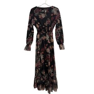 La‎ Viza sheer lined floral dress womens 8 quiet luxury fairy clean girl elegant